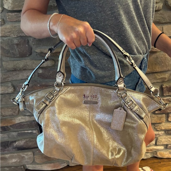 Coach Shimmering Silver Shoulder Bag - Picture 3 of 6